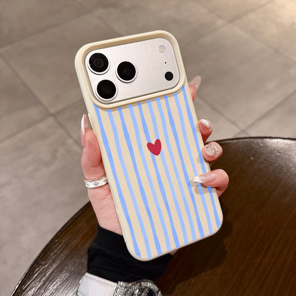 Apple Iphone 15 Pro Max - 세로 줄무늬 하트 아이폰 케이스 (아이폰
