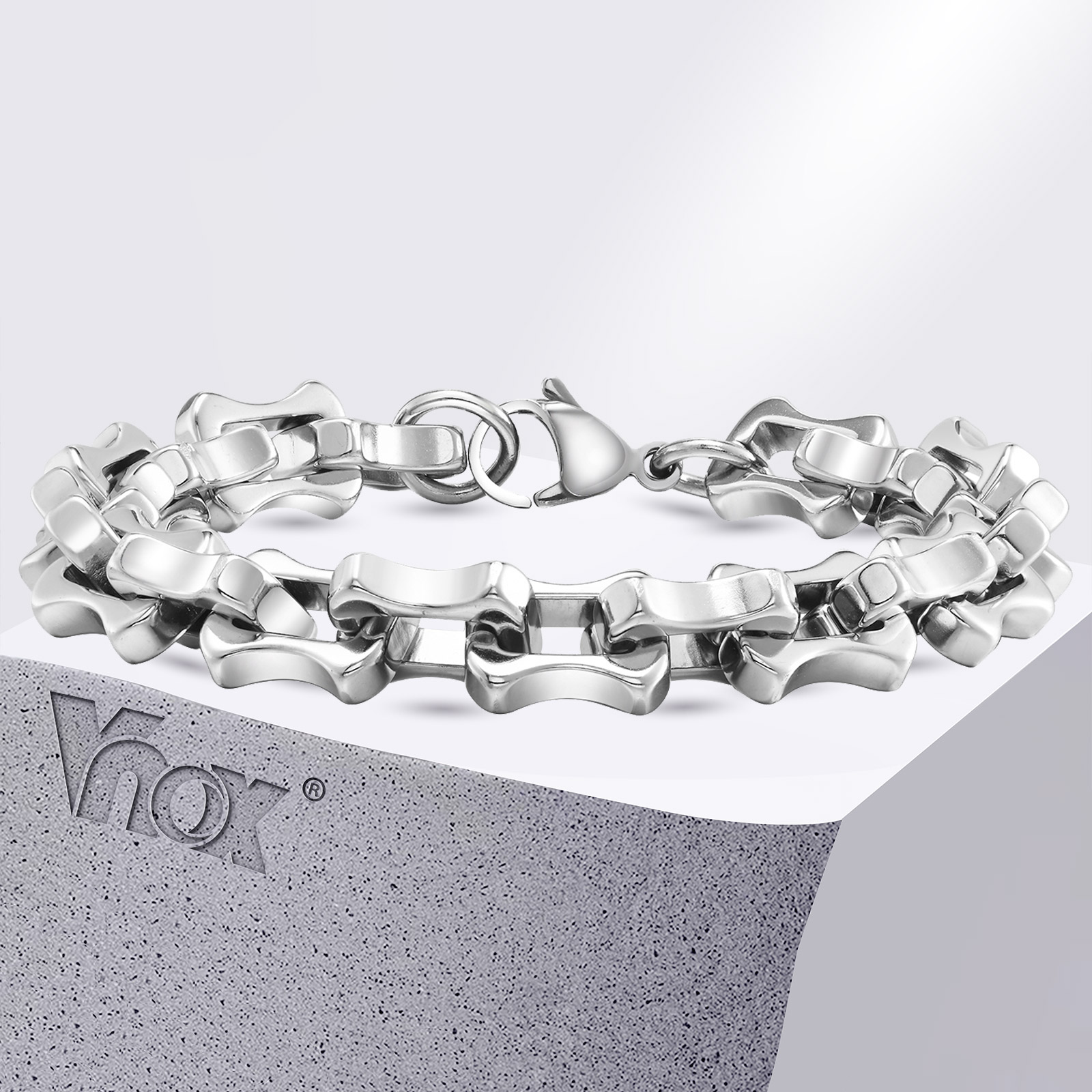 Vnox 헤비 볼드 남성용 체인 팔찌, 실버 컬러 스테 - Ceramic Link Bracelet 리뷰 및 가격
