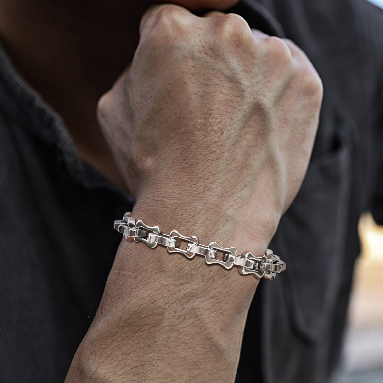 Vnox 헤비 볼드 남성용 체인 팔찌, 실버 컬러 스테 - Ceramic Link Bracelet 리뷰 및 가격