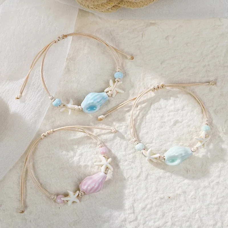 보헤미안 조가비 불가사리 껍질 여성을위한 페르시 팔찌  - Ceramic Link Bracelet 리뷰 및 가격